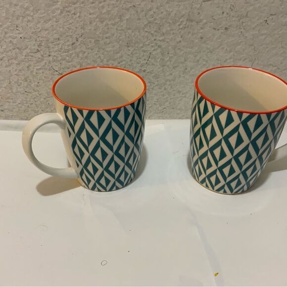 Set 2 Better Homes and Gardens Piers Teal Mug 11 oz VGUC G18 - Picture 2 of 5